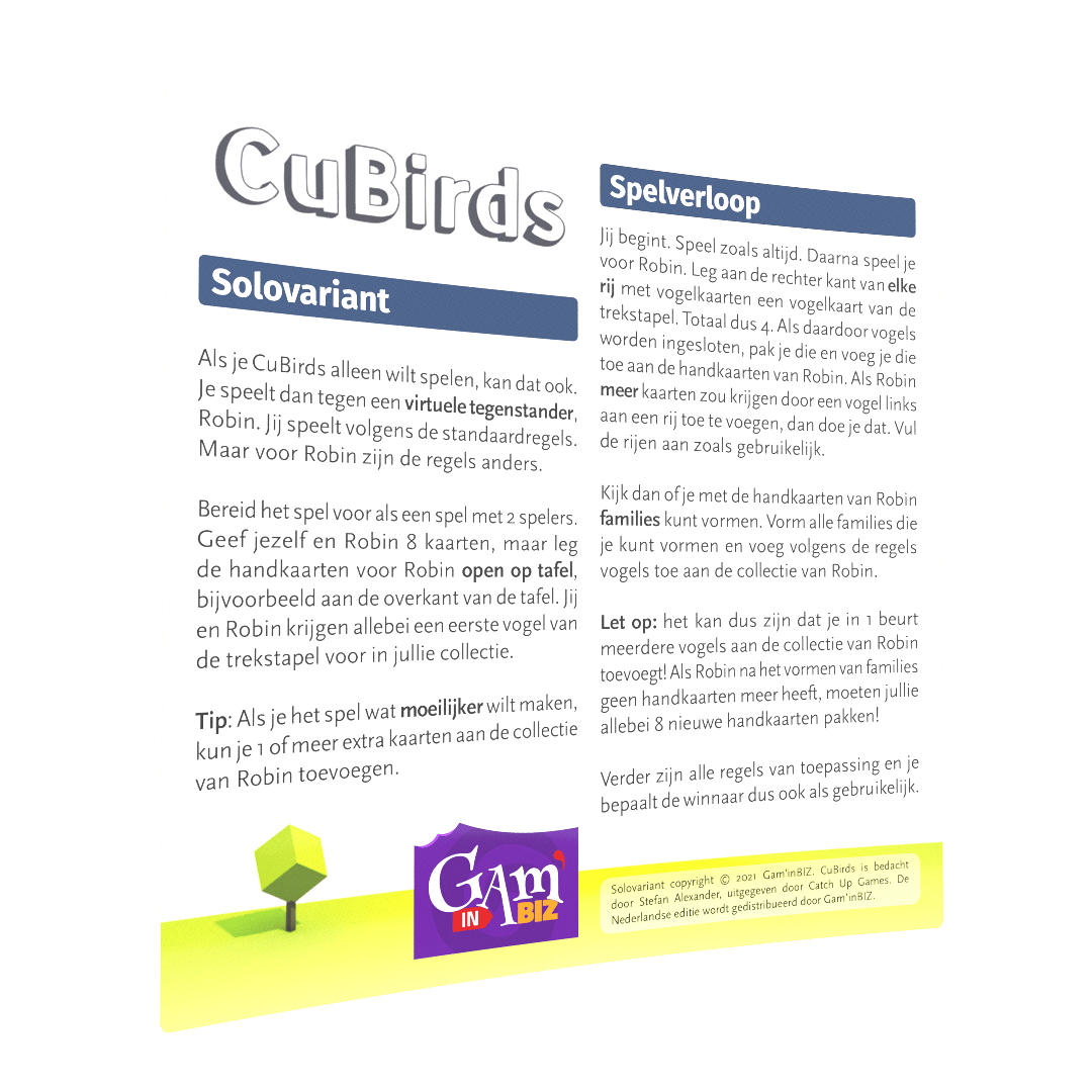 CuBirds regels solovariant